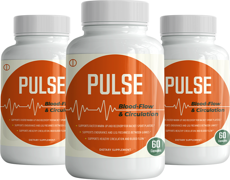 Pulse blood-flow support supplement bottle, 3 bottle bundle